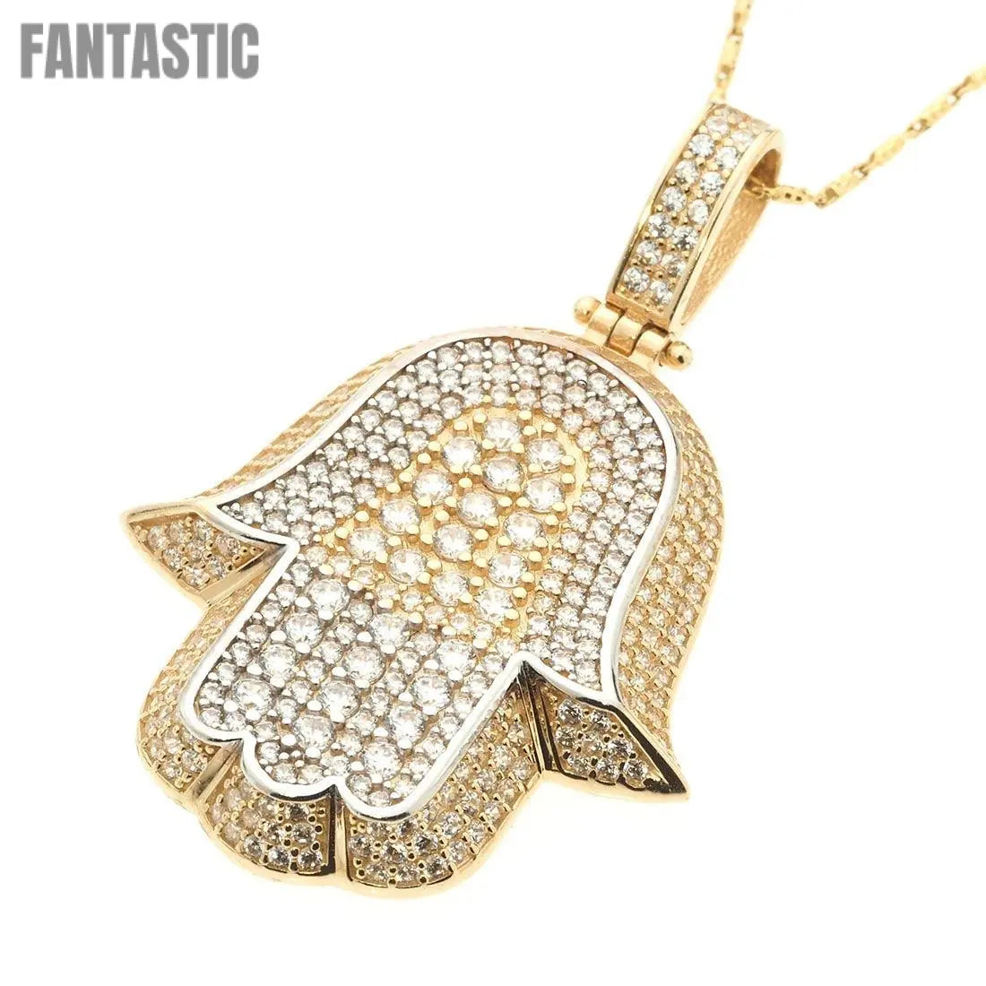 Hamsa Pendant 14K Gold With Cubic Zirconia