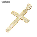 14K Gold CZ Big Cross Pendant Necklace