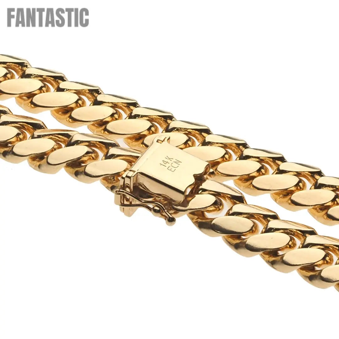 Semi-Solid Miami Cuban Link Chain 14K Gold
