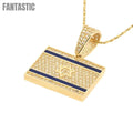 14K Gold CZ Israel Map Flag Pendant