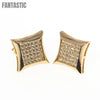 Mens Hip Hop Square Micro Pave Stud Earrings | 14K Gold With Cz