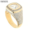 14K Gold Men’s White Topaz CZ Ring