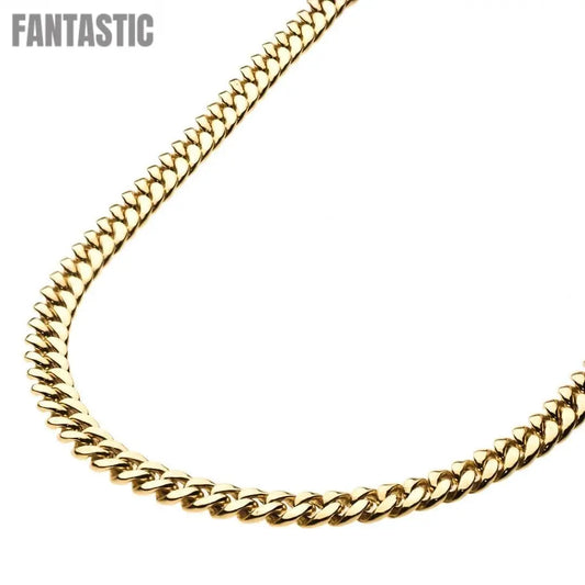 Miami Cuban Link Semi-Solid Choker 14K Gold With Cz Iced Box