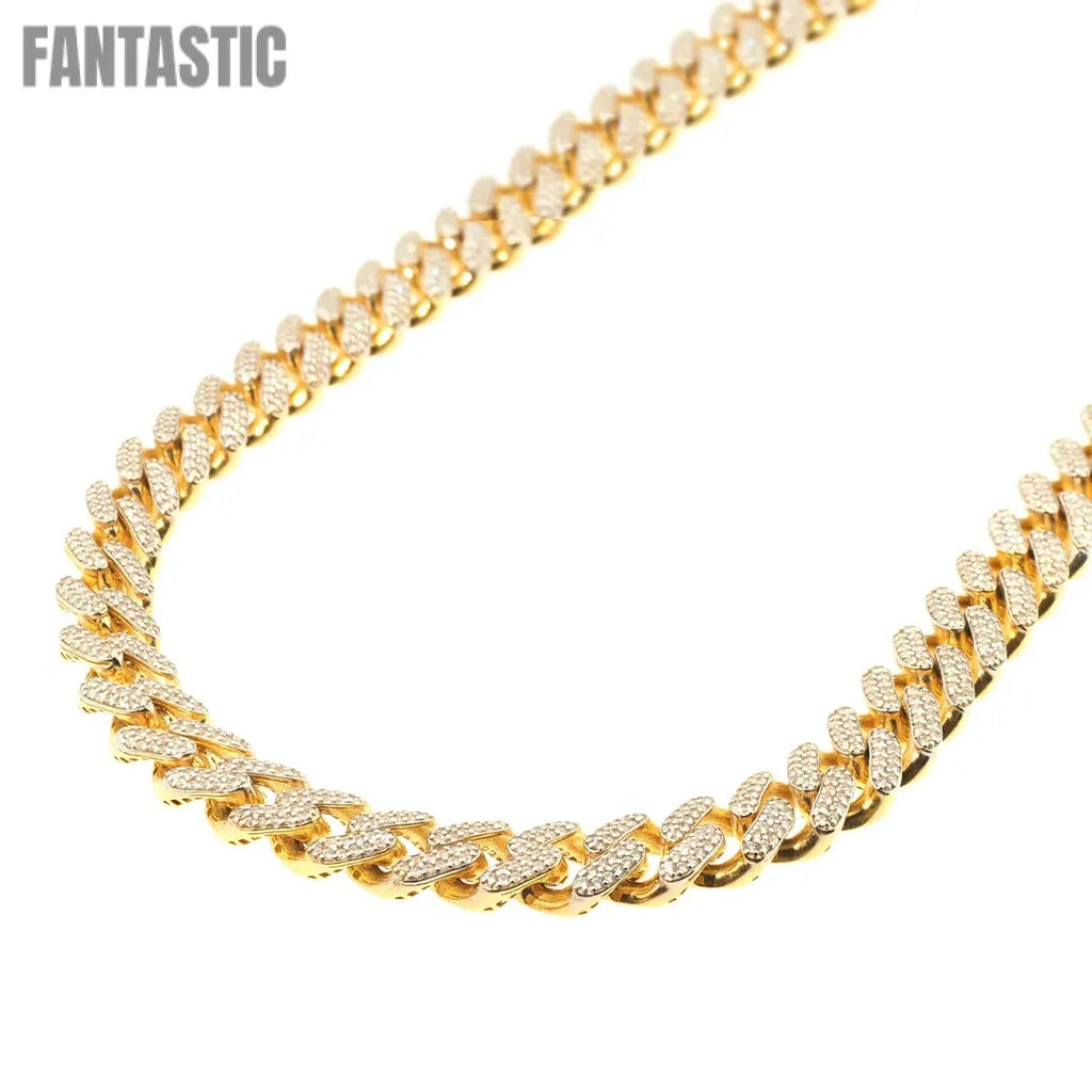 14K gold CZ Iced Monaco chain