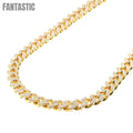 14K Gold CZ Iced Monaco Chain