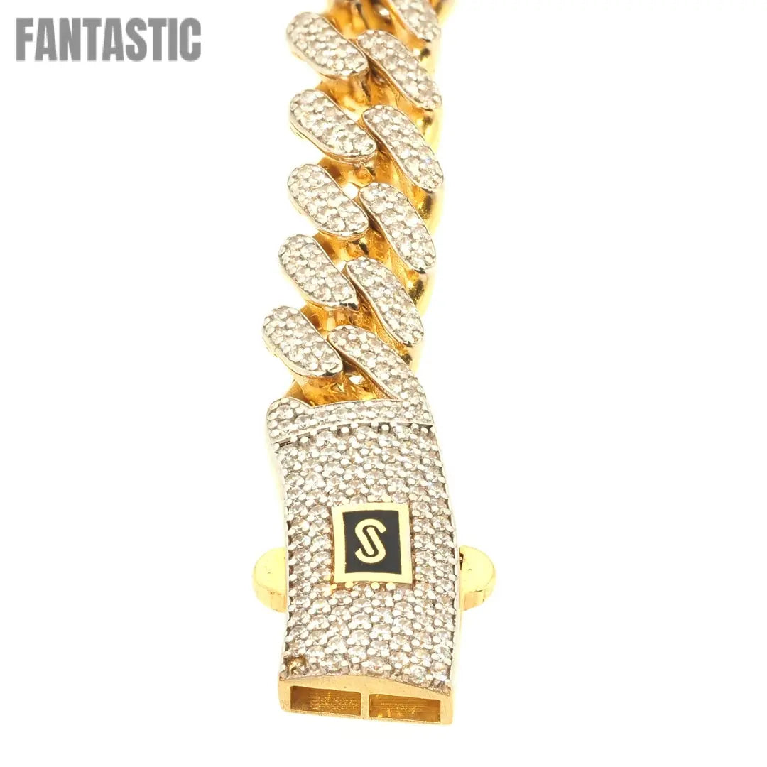 Monaco Chain Iced Out | 14K Gold With Cz Iced Out - Fantastic Jewelry NYC