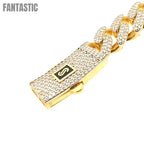 14K gold CZ Iced Monaco chain side view