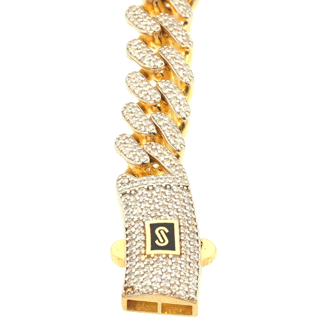 Monaco Chain Iced Out | 14K Gold With Cz Iced Out - Fantastic Jewelry NYC