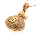 14K Gold CZ Money Bag Pendant