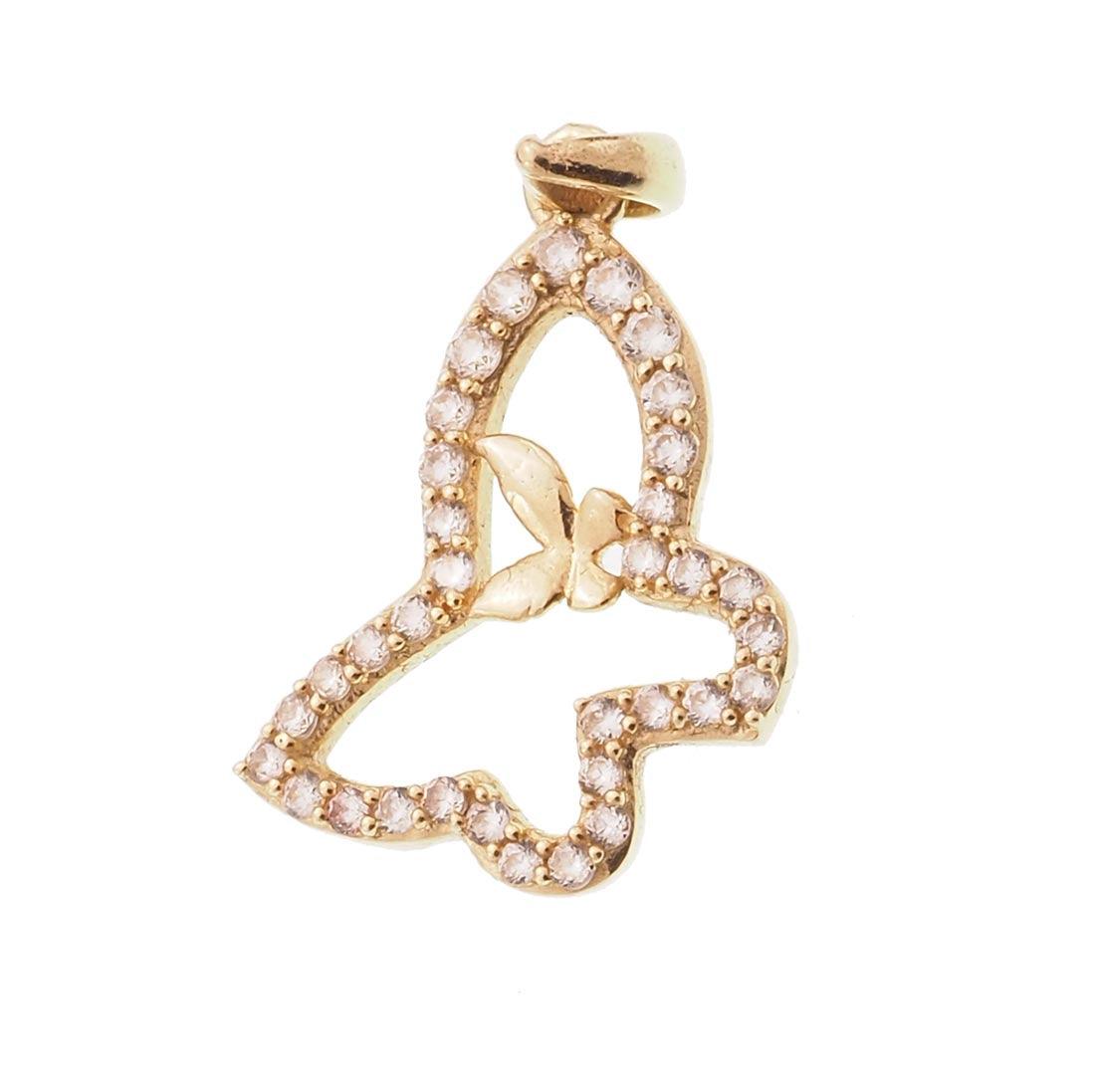 Butterfly Pendant in 14K Gold with CZ Stones