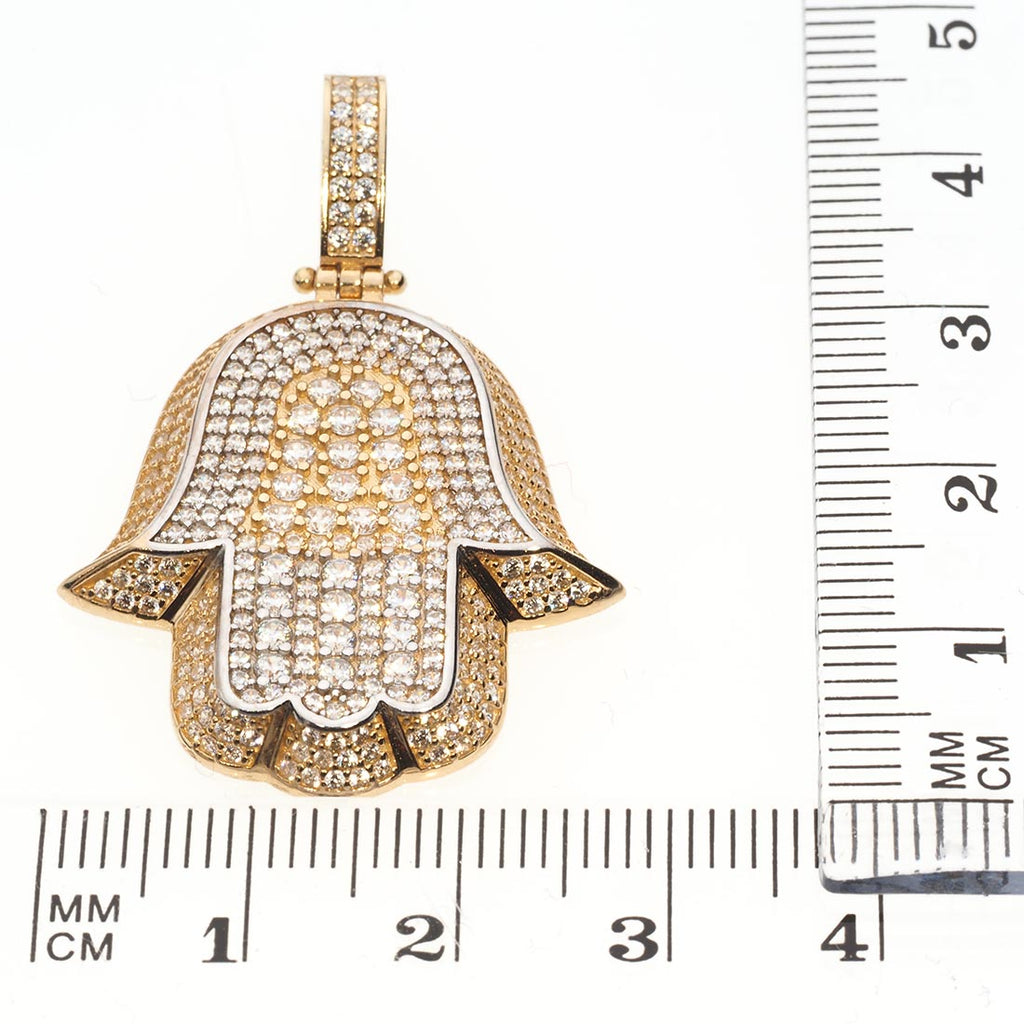 Hamsa Pendant 14K Gold With Cubic Zirconia