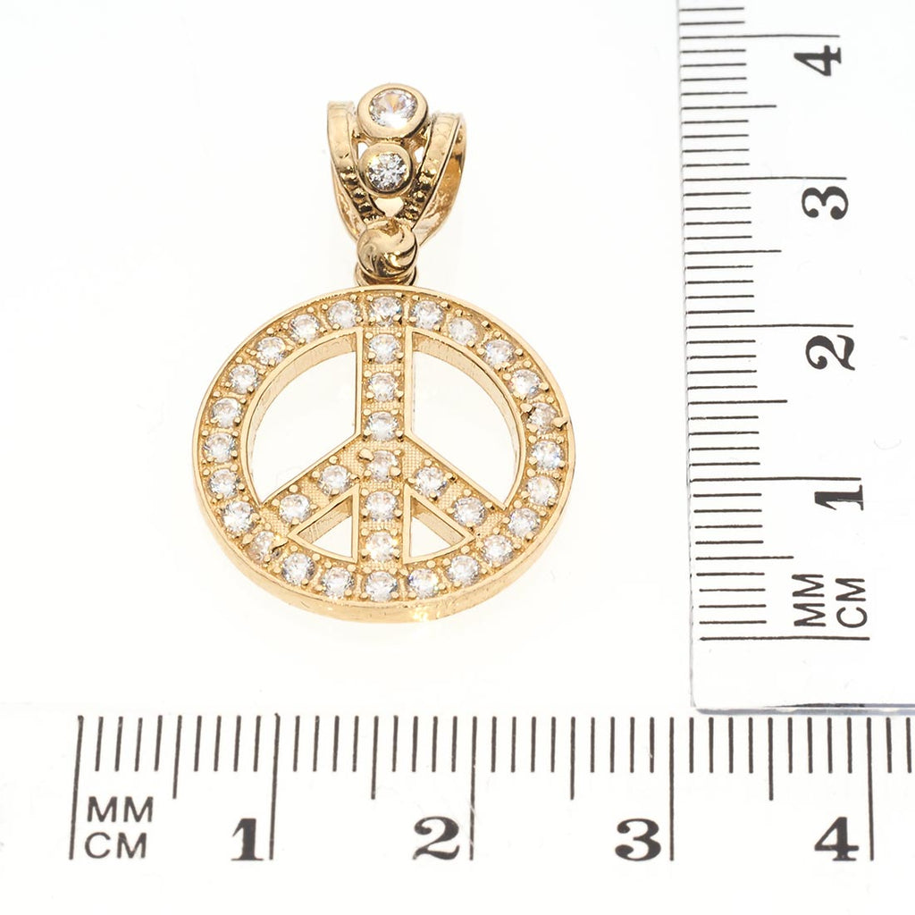 Peace Pendant | 14K Gold With Cz - Fantastic Jewelry NYC