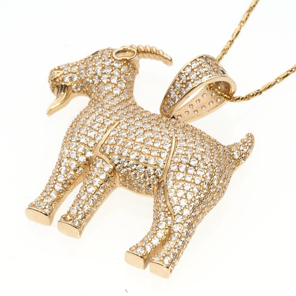 GOAT Pendant 14K Gold & Cubic Zirconia