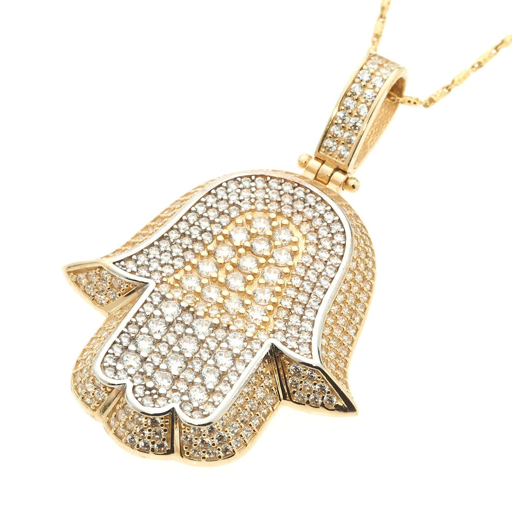 Hamsa Pendant 14K Gold With Cubic Zirconia