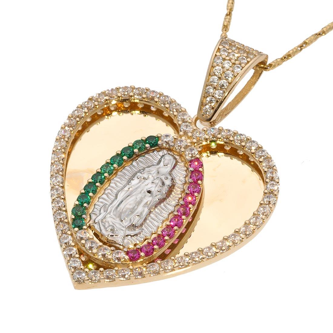 Heart Shape Guadalupe Virgin Pendant