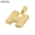14K Gold CZ Initial Letter H Pendant