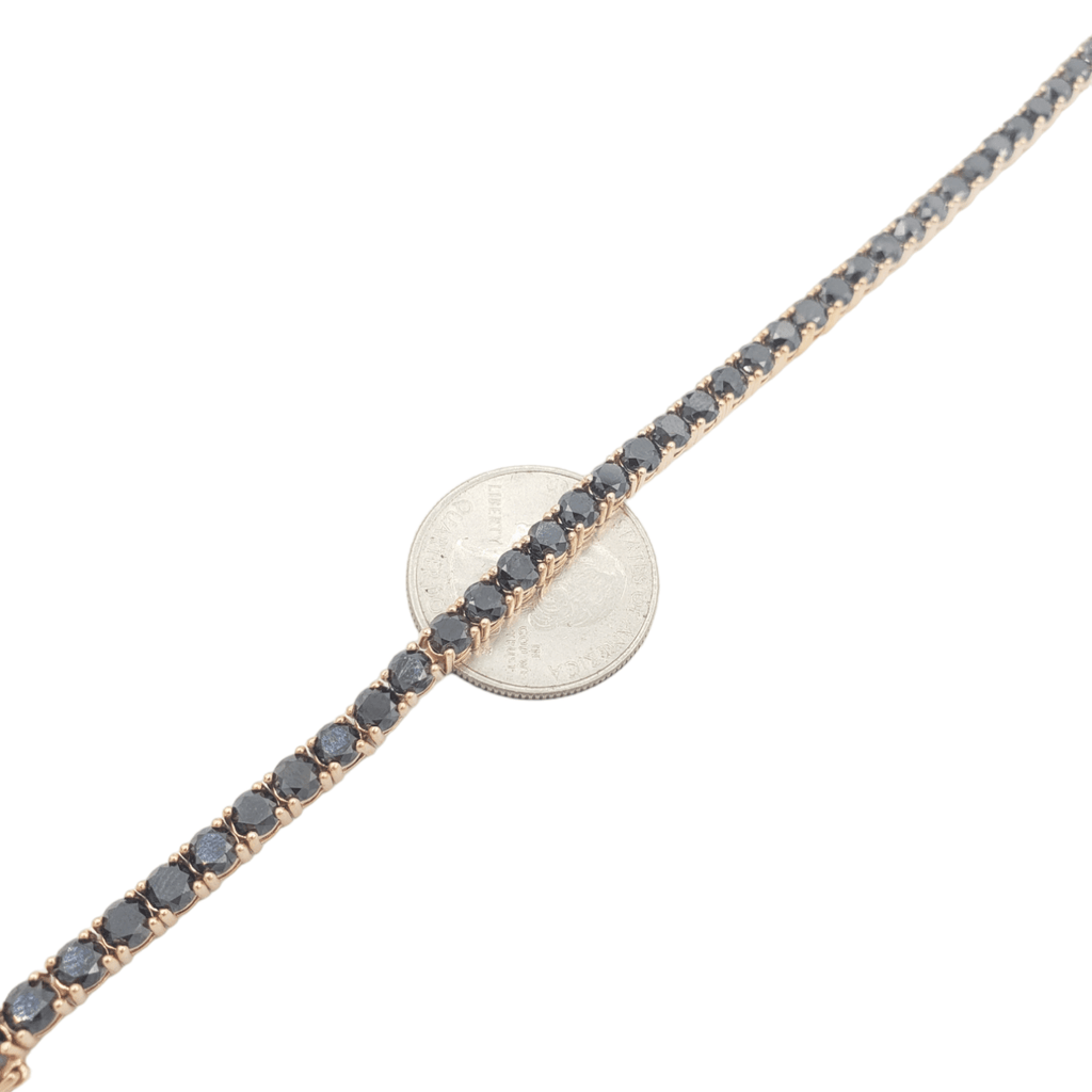 14k Rose Gold Black Diamond Tennis Bracelet #25897