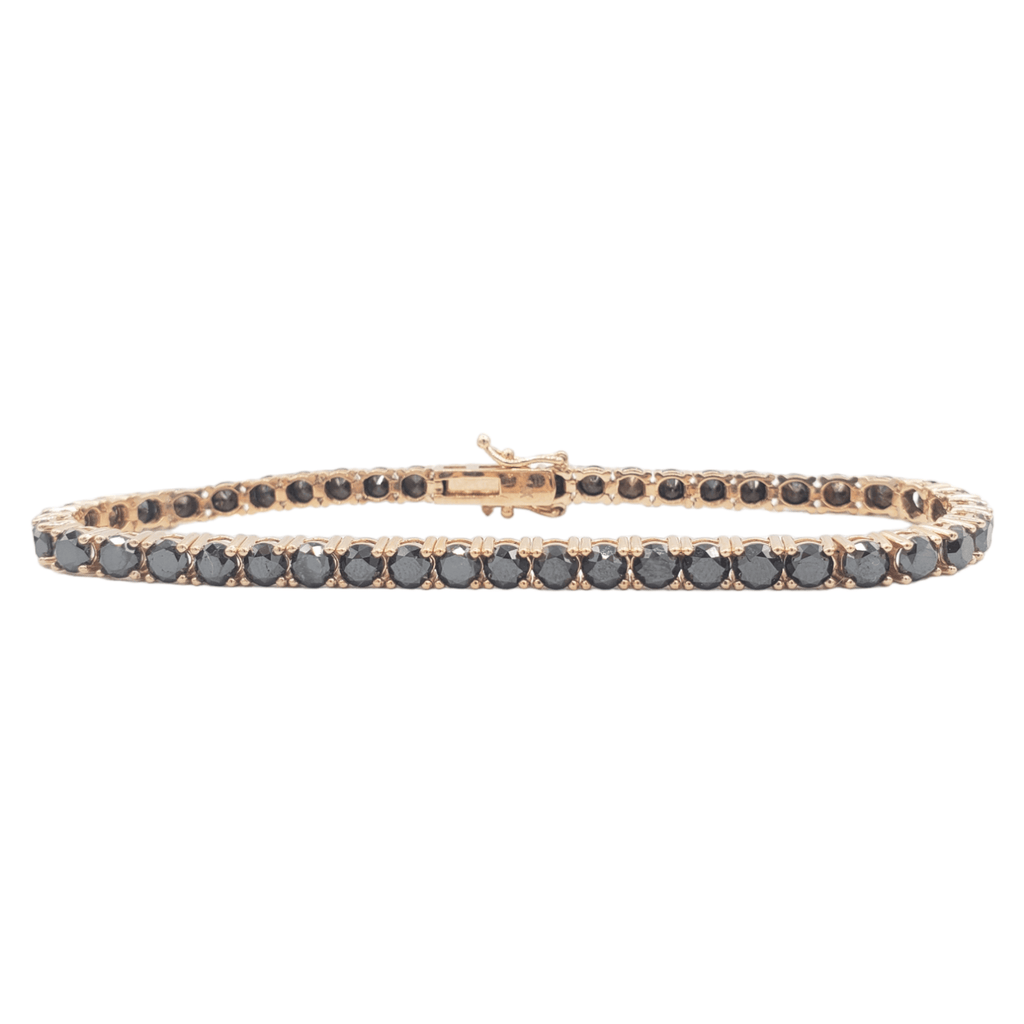 14k Rose Gold Black Diamond Tennis Bracelet #25897