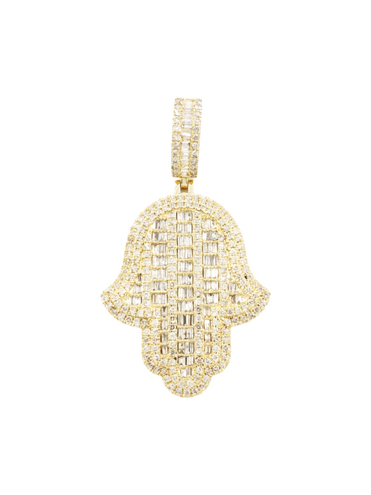 14k Baguette Diamond Hamsa With 4.57 Carats Of Diamonds #23510