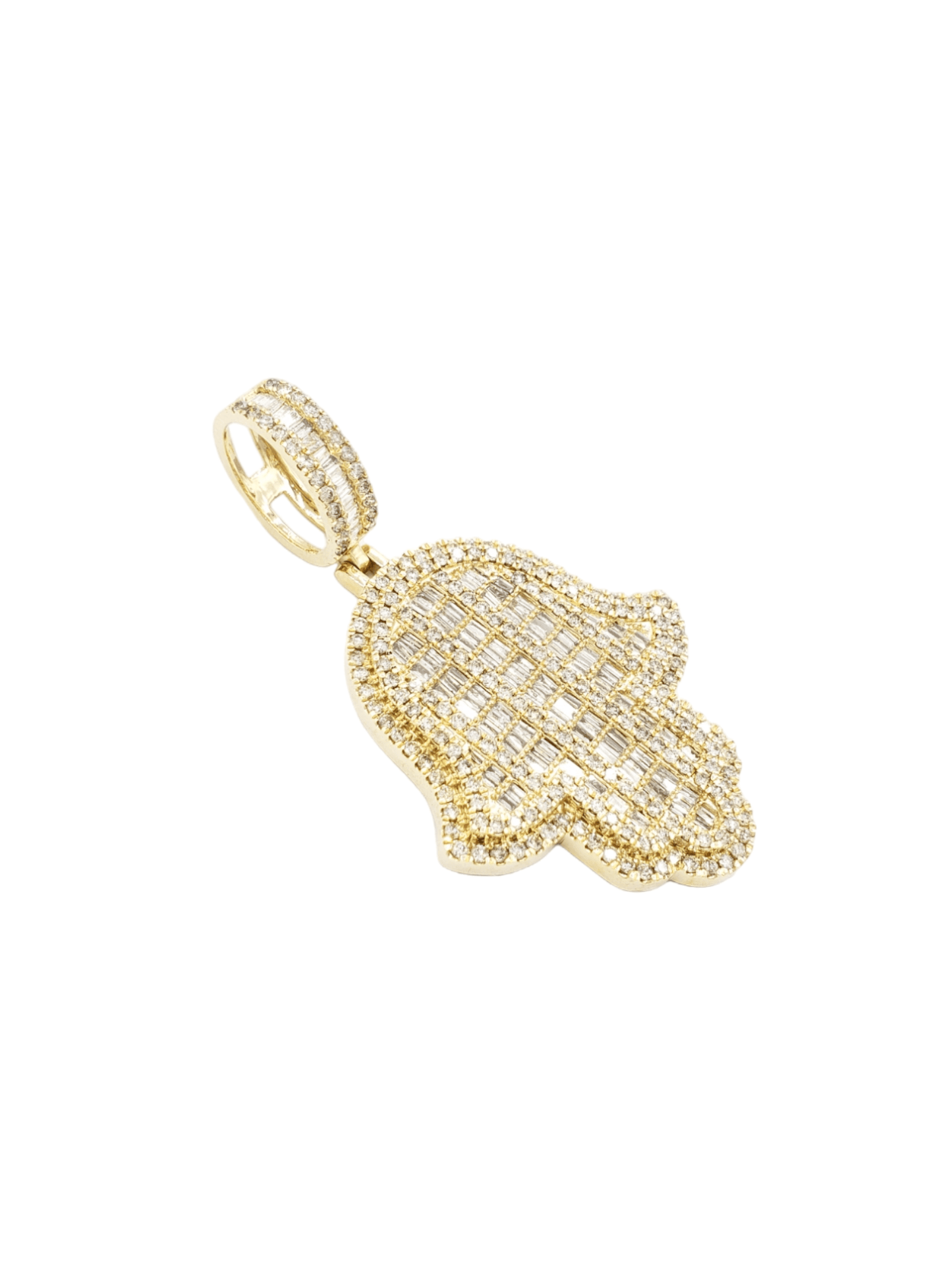 14k Baguette Diamond Hamsa With 4.57 Carats Of Diamonds #23510