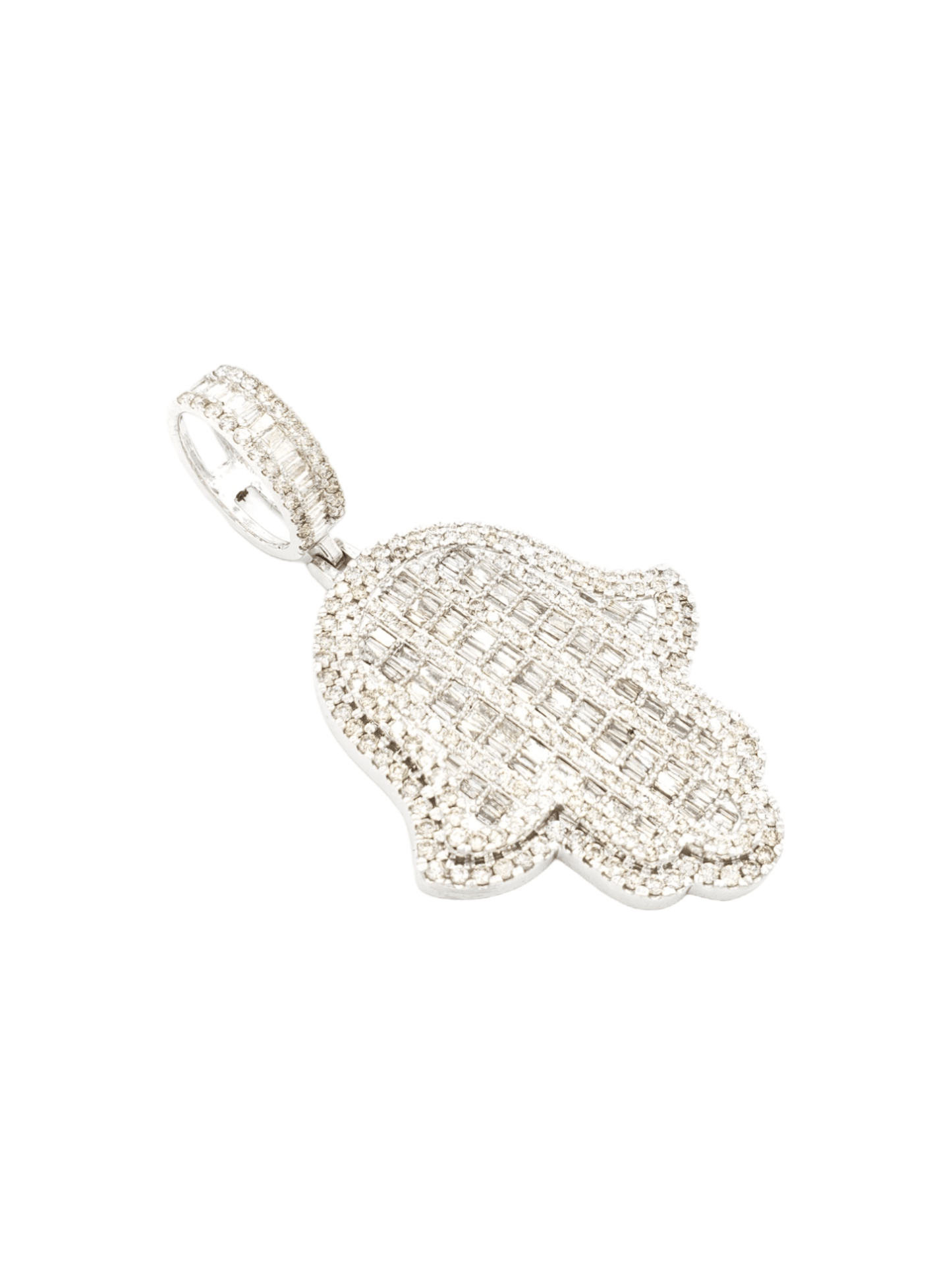 14k Baguette Diamond Hamsa With 4.57 Carats Of Diamonds #23510