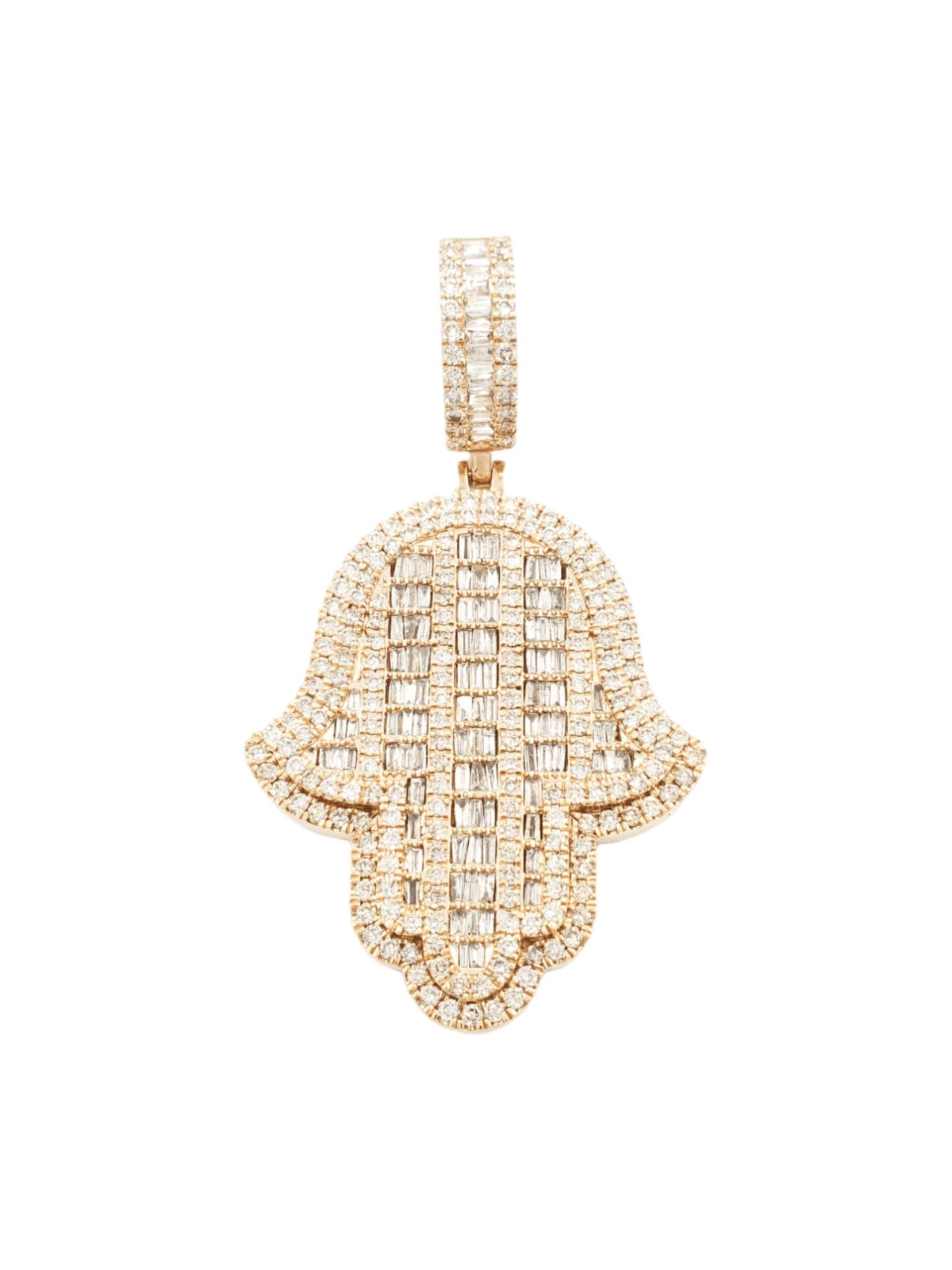 14k Baguette Diamond Hamsa With 4.57 Carats Of Diamonds #23510