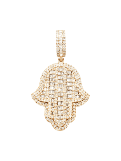 14k Baguette Diamond Hamsa With 4.57 Carats Of Diamonds #23510