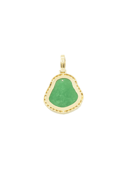 14k Yellow Gold Diamond Buddha With Green Jade #26264