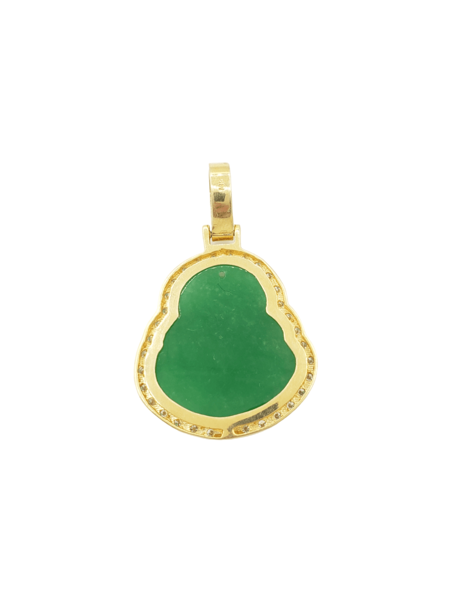 14k Yellow Gold Diamond Buddha With Green Jade #26264