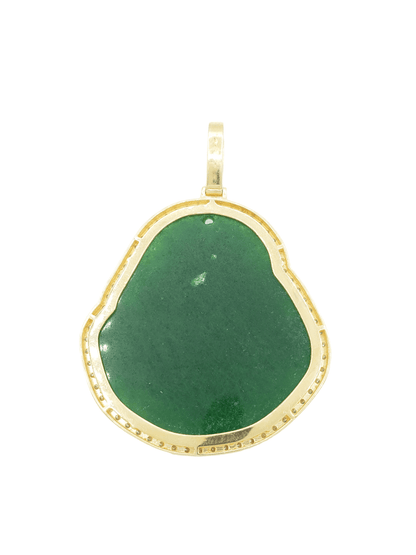 14k Yellow Gold Diamond Buddha With Green Jade #26264