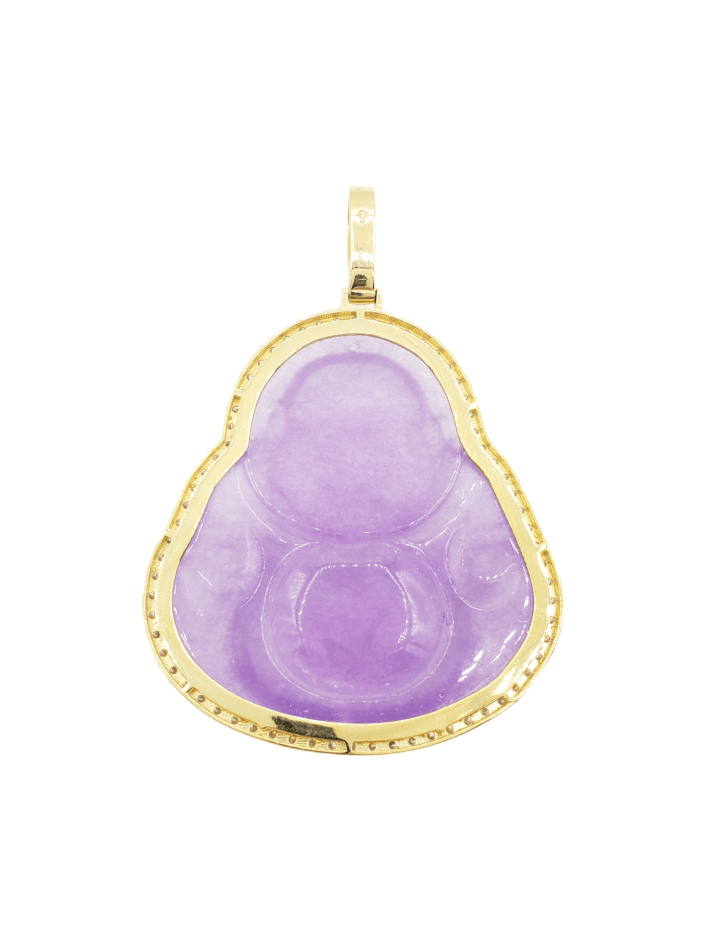 14k Yellow Gold Diamond Buddha With Purple Jade #21060