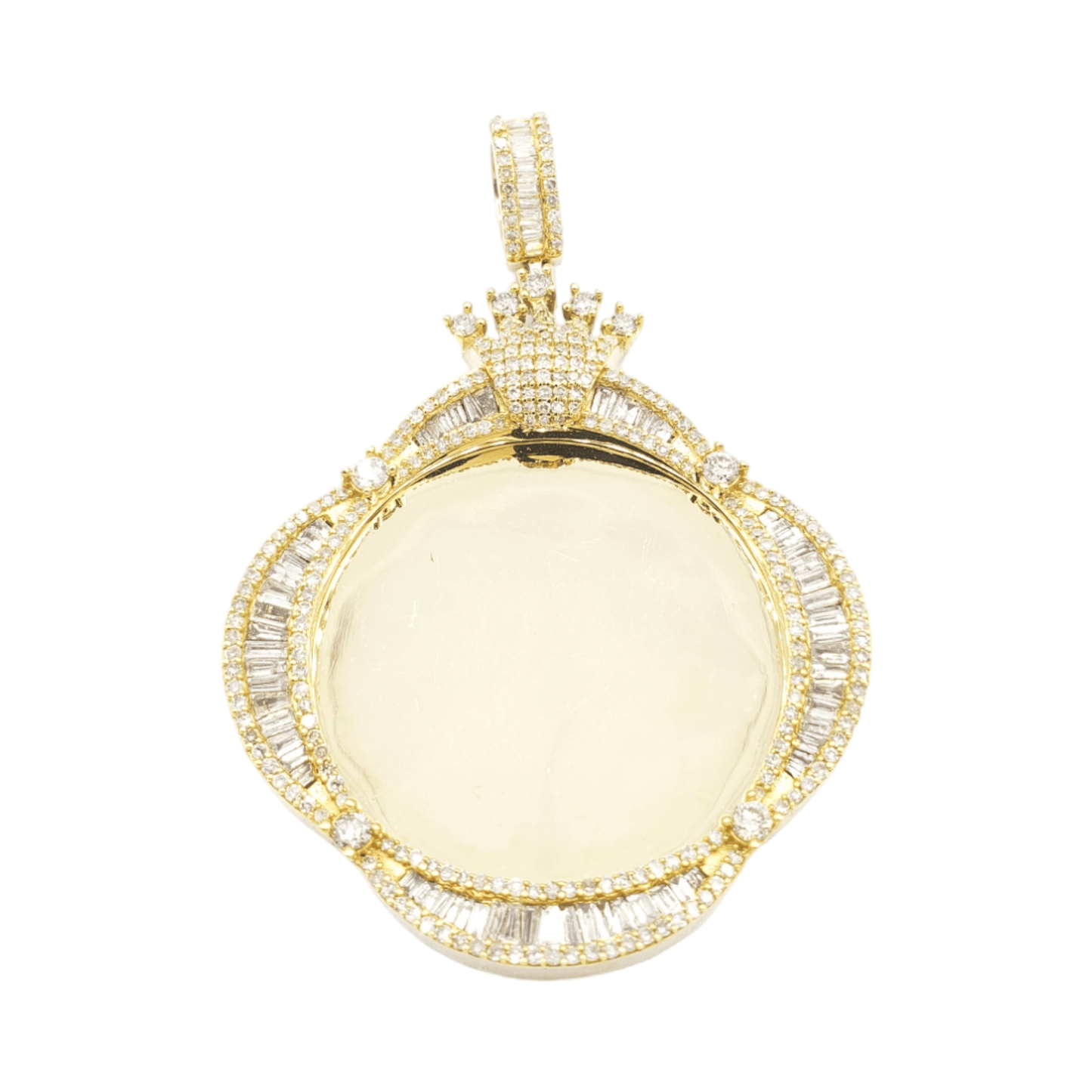 14k Crown Baguette Diamond Crown Picture Pendant With 3.02 Carats Of Diamonds #22138