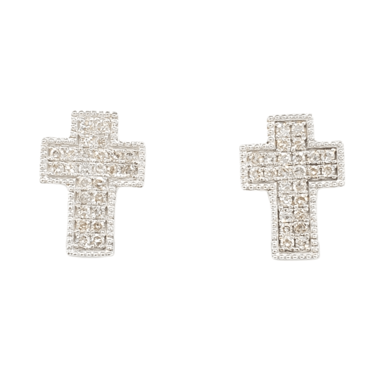 14k Gold Cross Diamond Earrings#23988