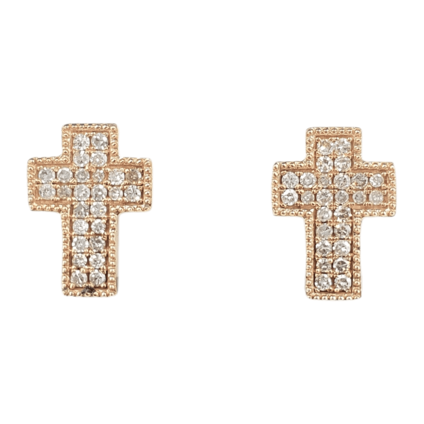 14k Gold Cross Diamond Earrings#23988