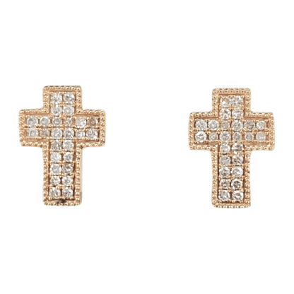 14k Gold Cross Diamond Earrings#23988