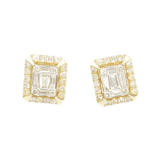 14k Gold Baguette Diamond Earrings #26559