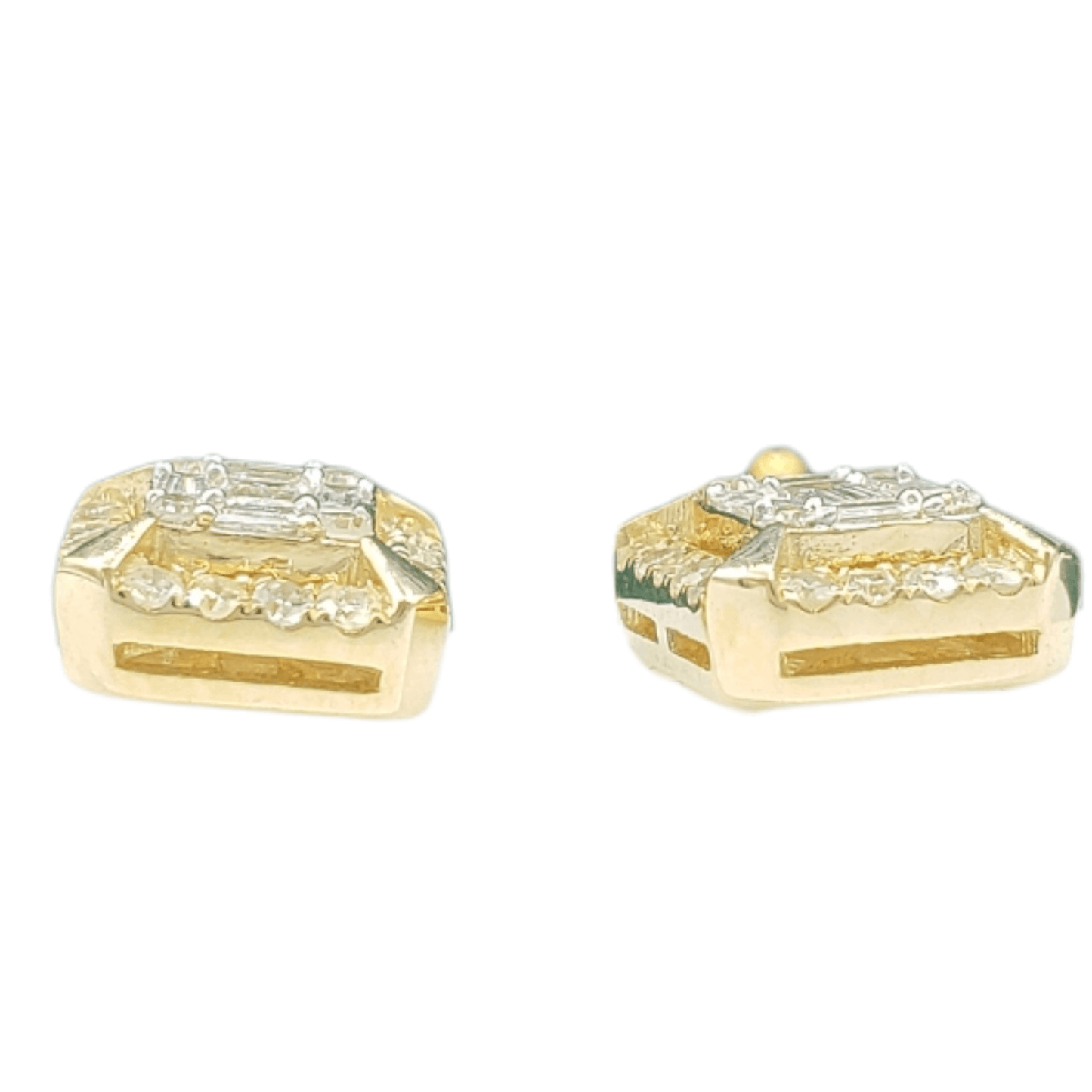 14k Gold Baguette Diamond Earrings #26559