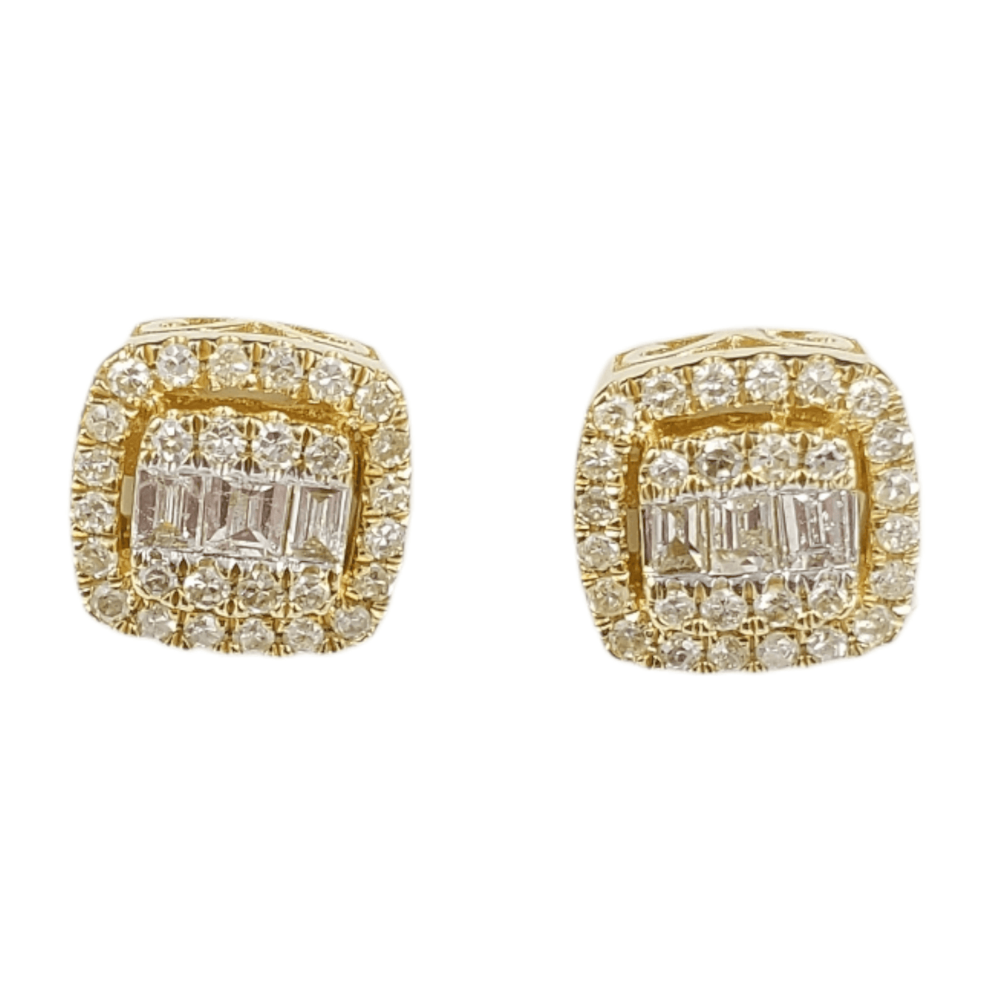 14k Gold Baguette Diamond Earrings #25526