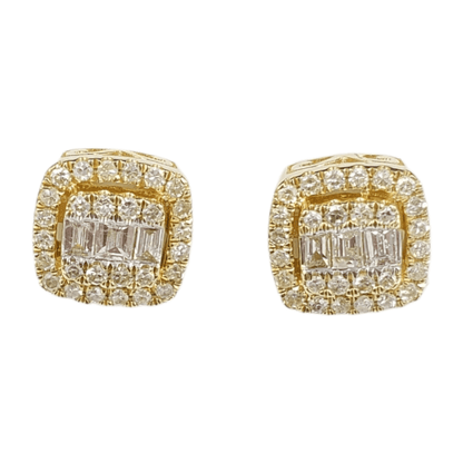 14k Gold Baguette Diamond Earrings #25526