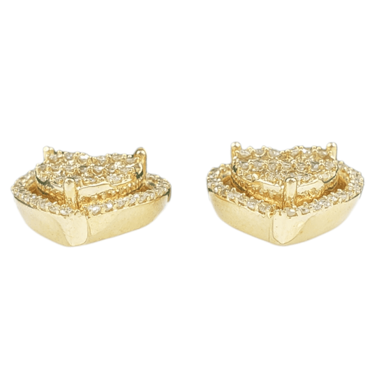 14k Gold Baguette Diamond Heart Earrings #23987