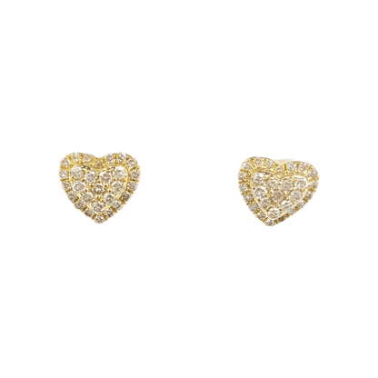 14k Gold Heart Diamond Earrings