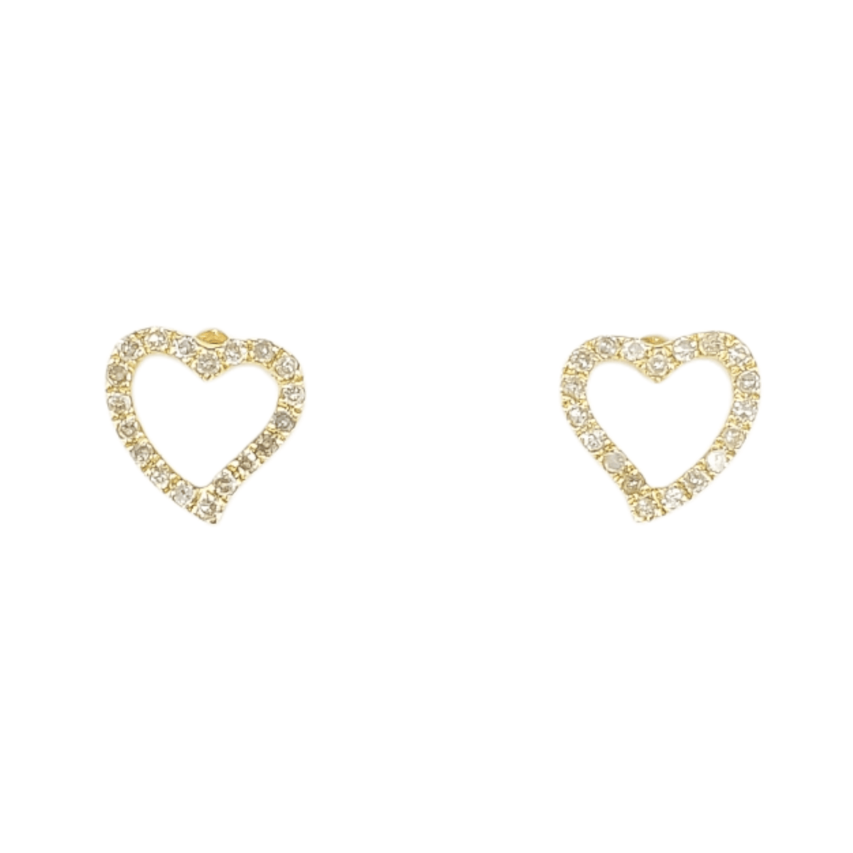 14k Gold Heart Diamond Earrings
