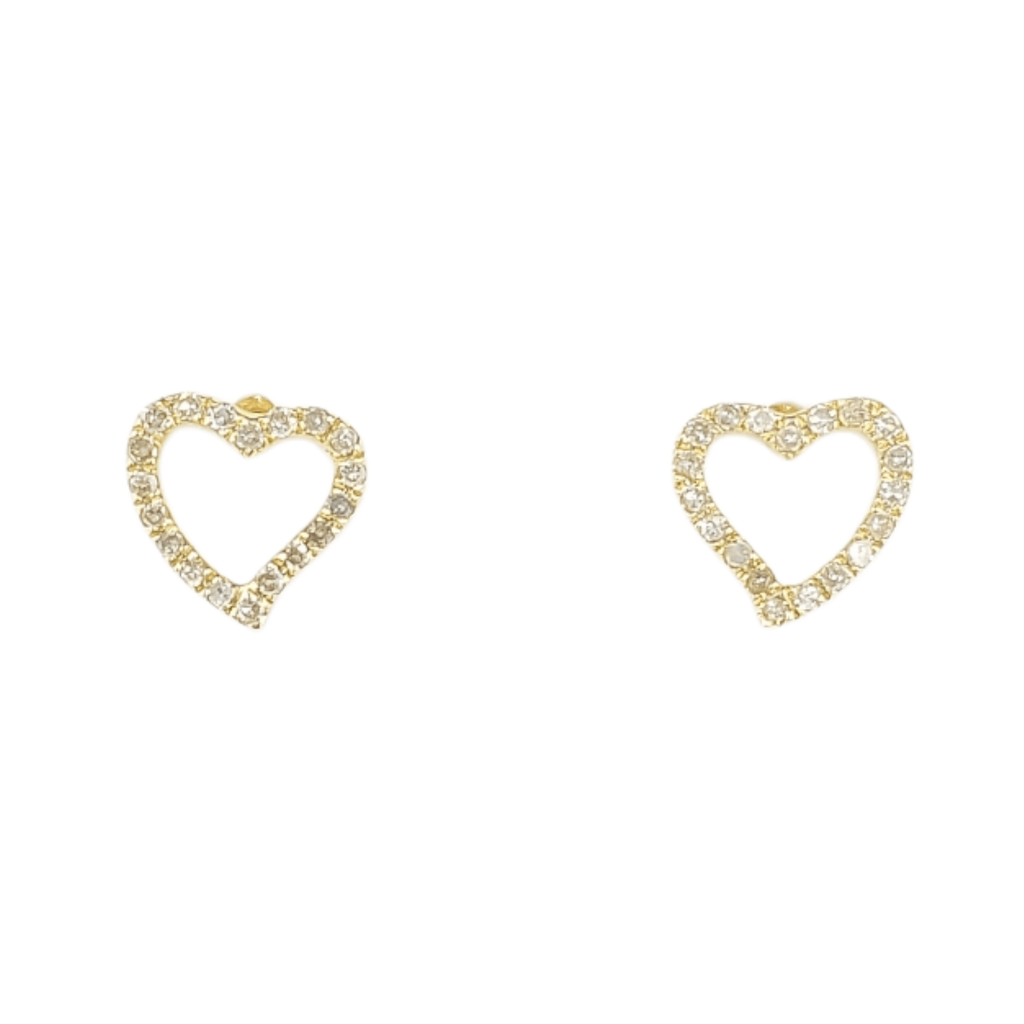 14k Gold Heart Diamond Earrings