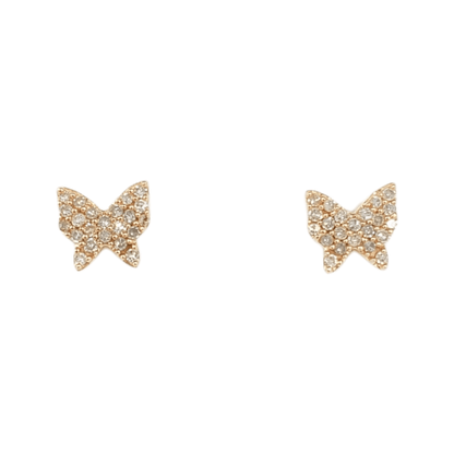 14k Gold Butterfly Diamond Earrings