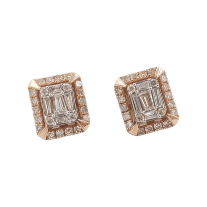 14k Gold Baguette Diamond Earrings #26559