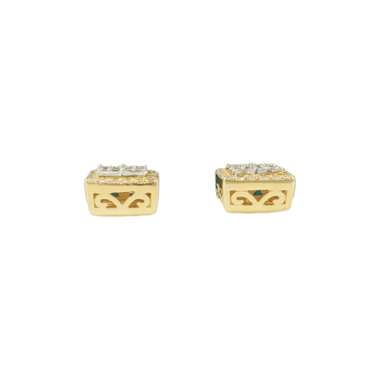 14k Gold Baguette Diamond Square Earrings #25548