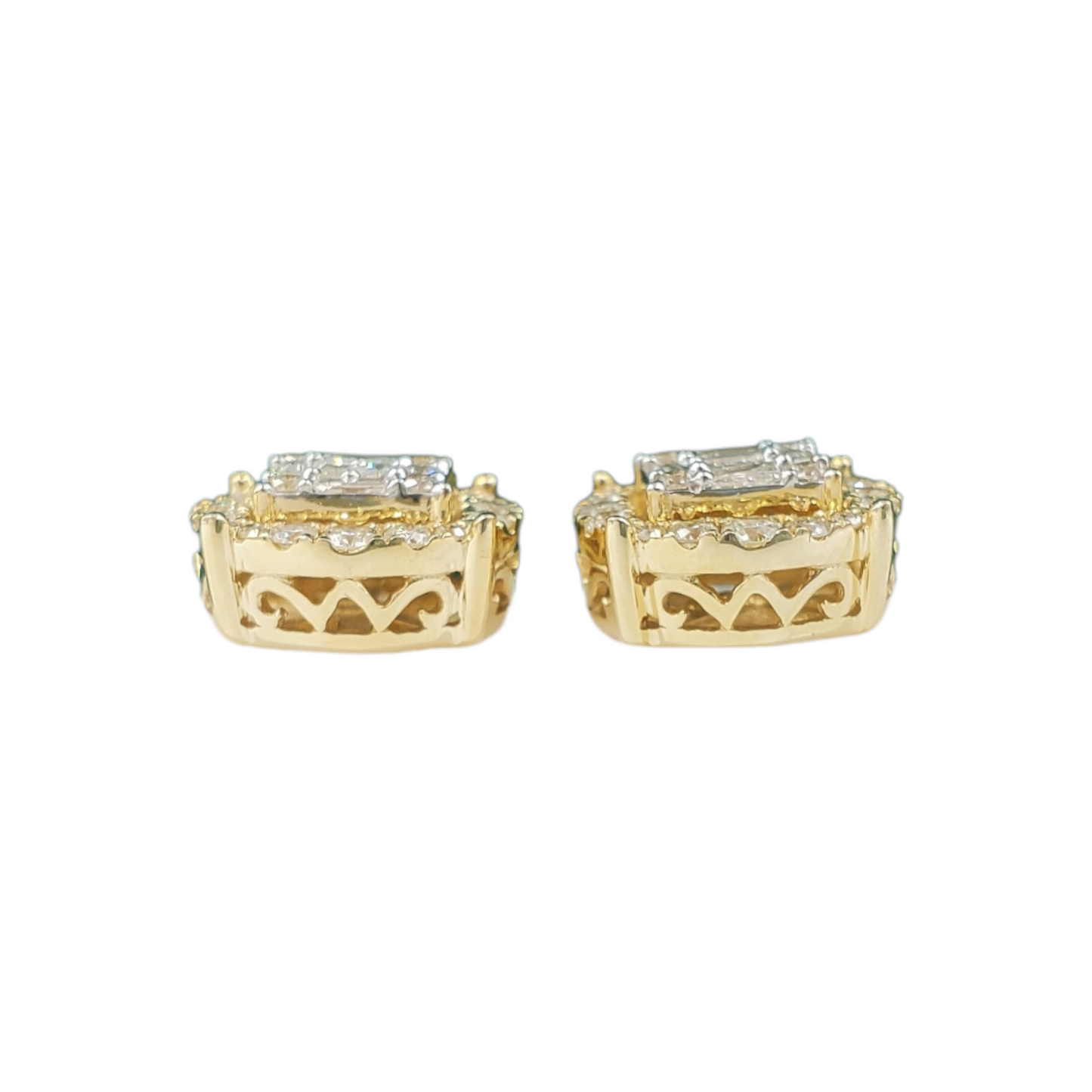 14k Gold Baguette Diamond Earrings #24825