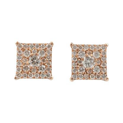 14k Gold Diamond Square Earrings #20601