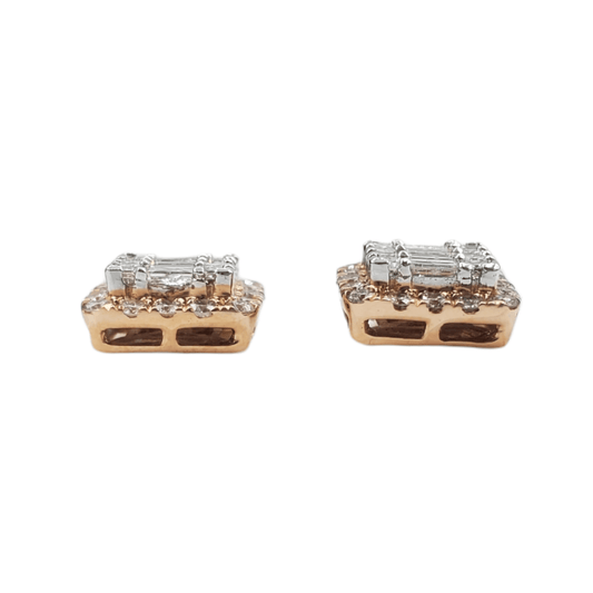 14k Gold Baguette Diamond Square Earrings #16520