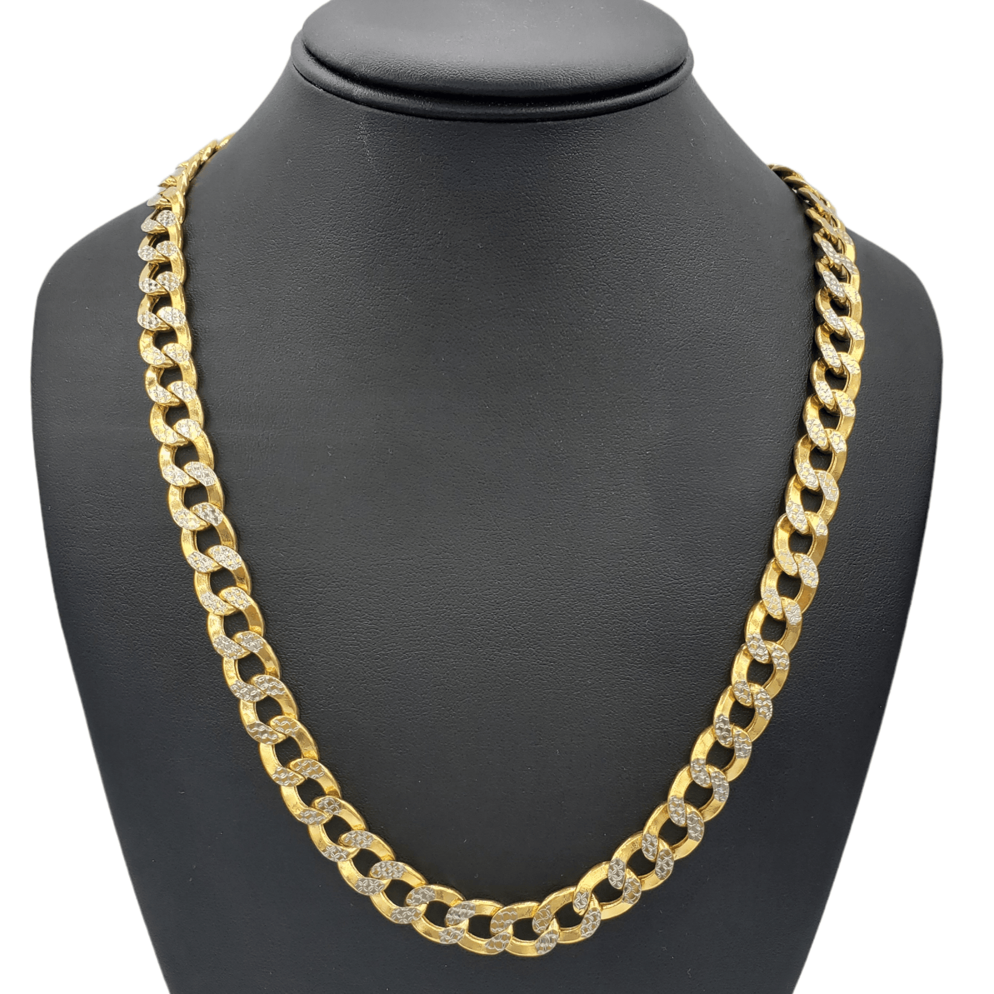14K Gold- Hollow Cuban Link Diamond Cut (Pave) Chain Fantastic Jewelry NYC